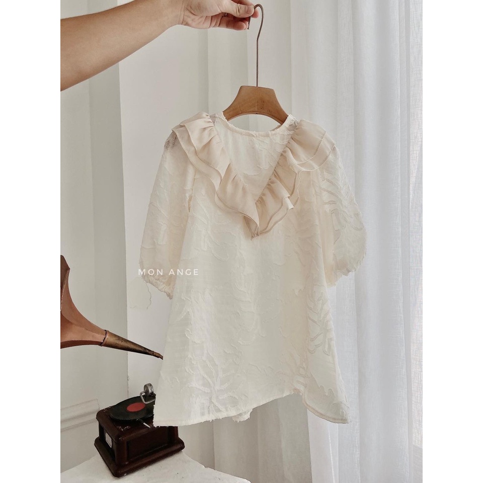 San dress Váy bé gái mix voan tiểu thư thiết kế P'ti chou 11kg đến 24kg