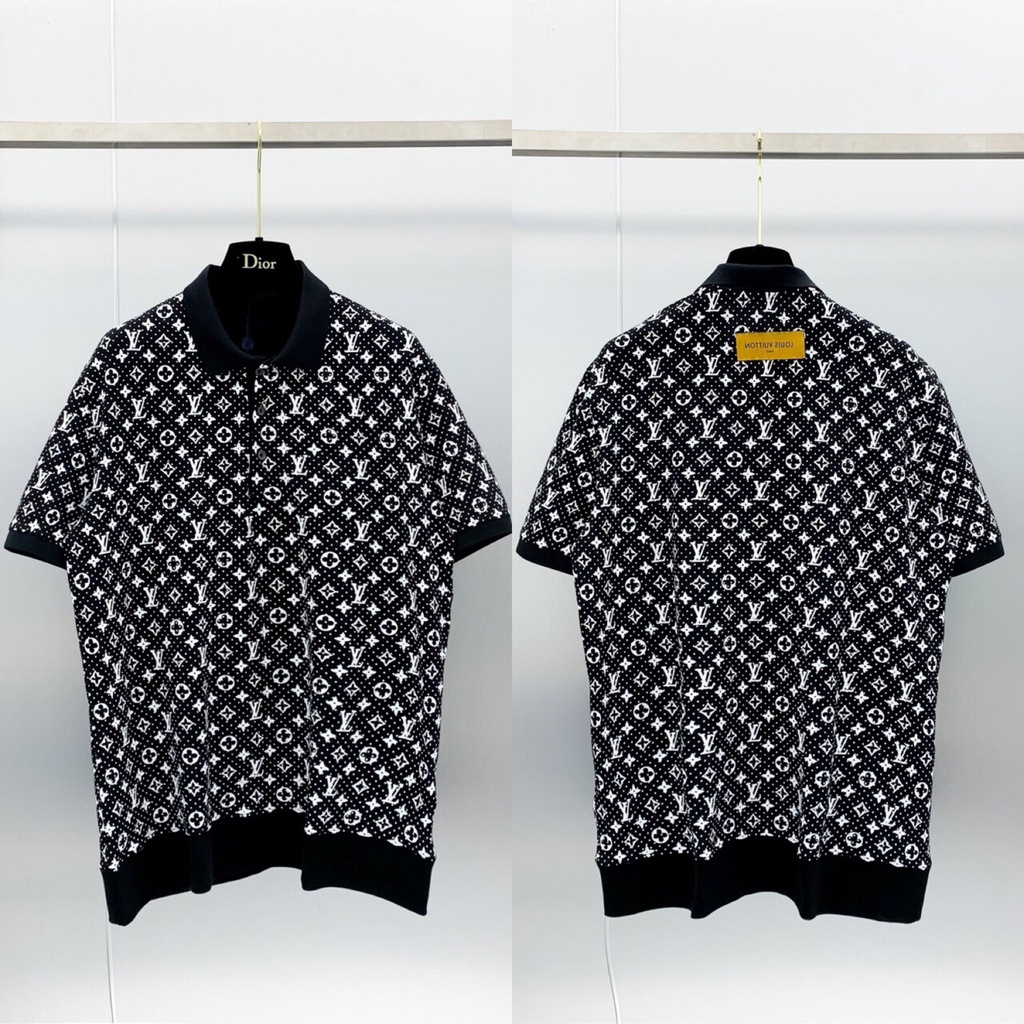 Áo Polo Nam Logo Chấm Bi Vải Lạnh Cực Hot - Áo Phông Cổ Bẻ LV Nam Chấm Bi Cao Cấp