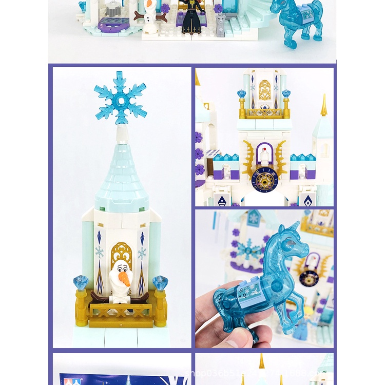 Đồ chơi lego xếp hình lâu đài Công Chúa Elsa Nữ Hoàng Băng Giá, Khối xây dựng lâu đài băng tuyết cho bé