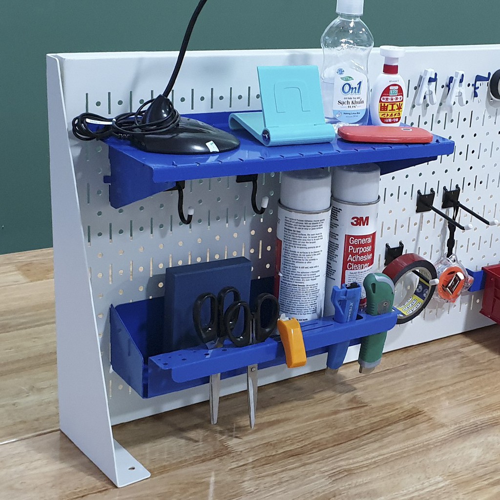 Combo Vách Chia Bàn Làm Việc Kiêm Bảng Treo Dụng Cụ Văn Phòng SMLIFE Pegboard Desk PD45100.VP