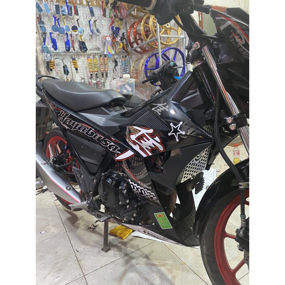 Tem Rời Satria Raider mẫu hayabusa màu đen đỏ xám trắng