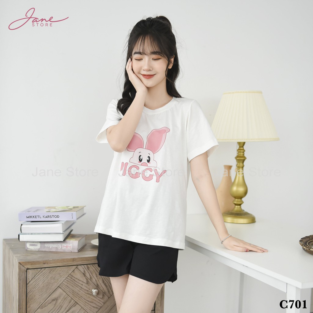 [Mã WAMT1505 giảm 10K đơn 0K] Đồ bộ thun nữ- đồ mặc nhà cotton ngắn tay JANE hình in trẻ trung C08 | WebRaoVat - webraovat.net.vn