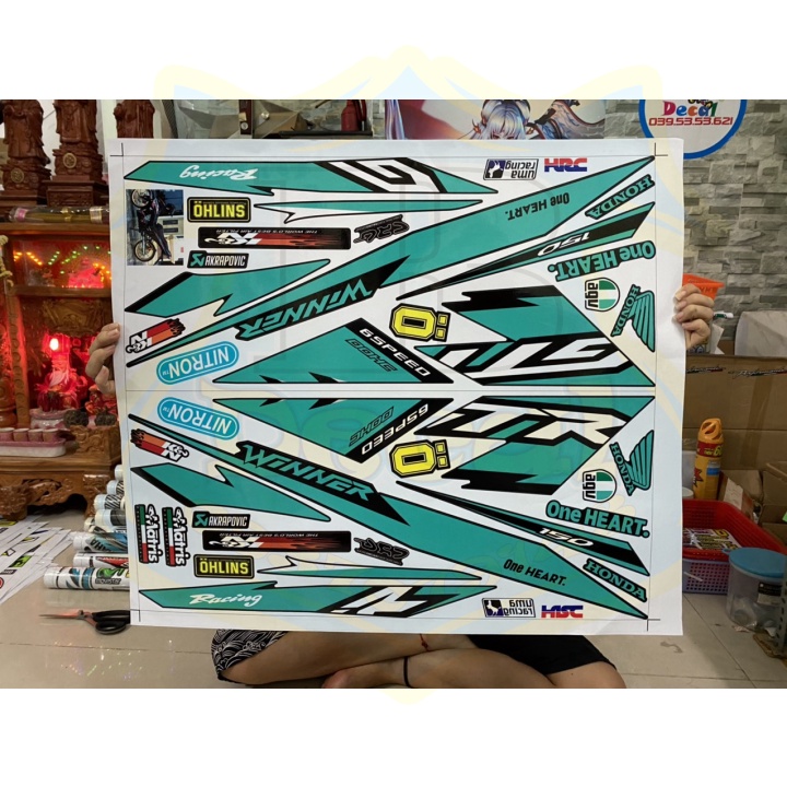 ( Quí khách vui lòng mang ra tiệm cho thợ dán ) Tem winner gtr xanh đen