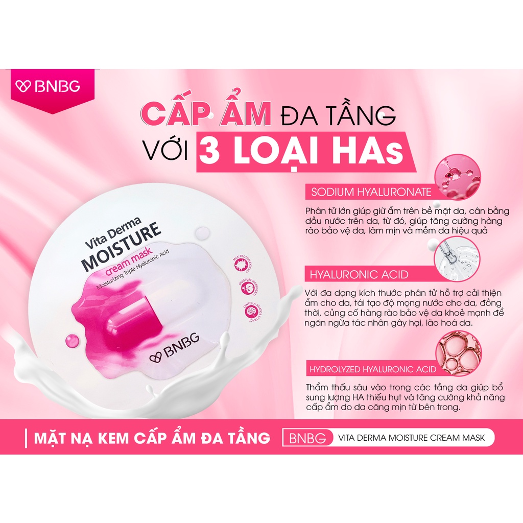 COMBO 10 MẶT NẠ KEM CẤP ẨM ĐA TẦNG BNBG VITA DERMA MOISTURE CREAM MASK 30ML