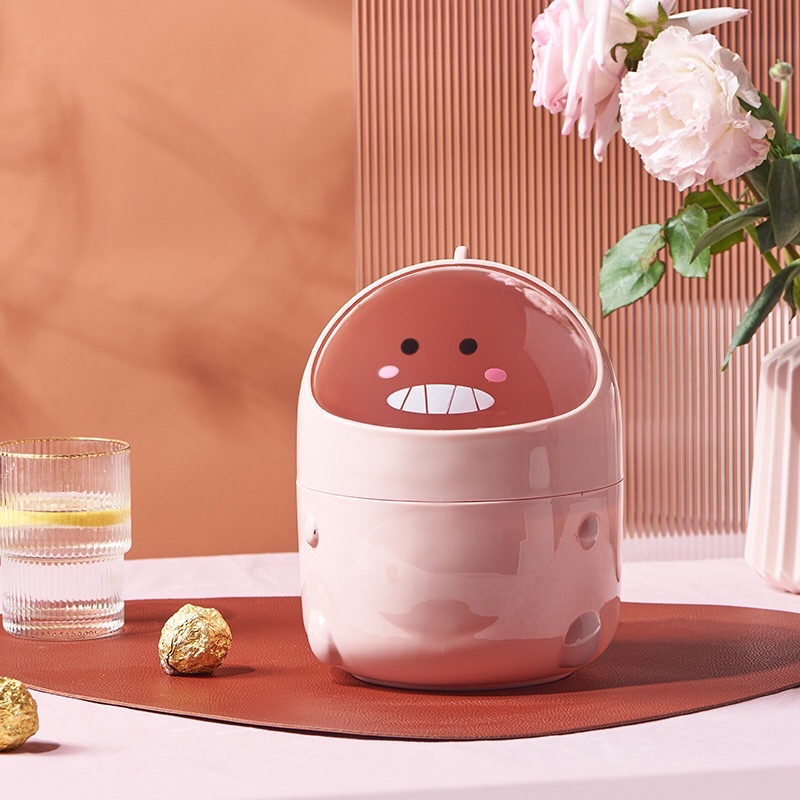 Thùng rác mini để bàn cute hình khủng long (tặng kèm sticker)