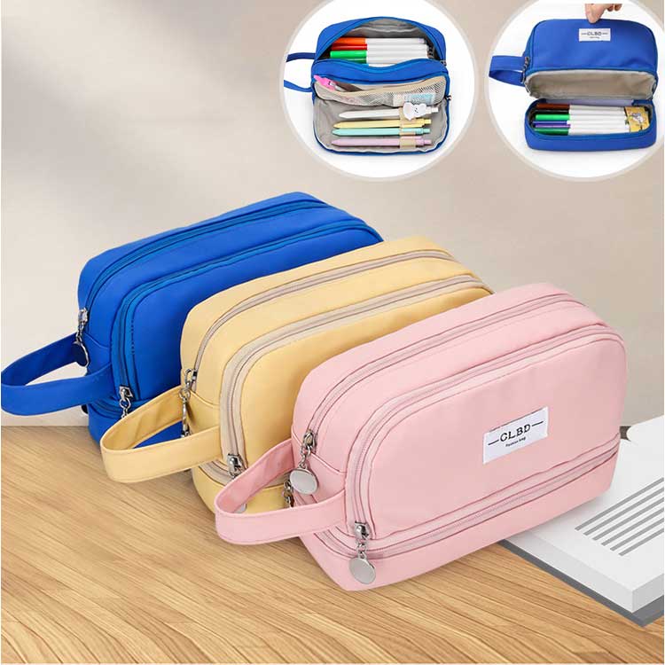 Hộp Đựng Bút 3 Ngăn Sức Chứa Lớn Đa Năng Di Động Tiện Lợi Cho Học Sinh