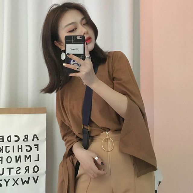 Hàng Sẵn_ Áo thun ulzzang tay xẻ phong cách Hàn