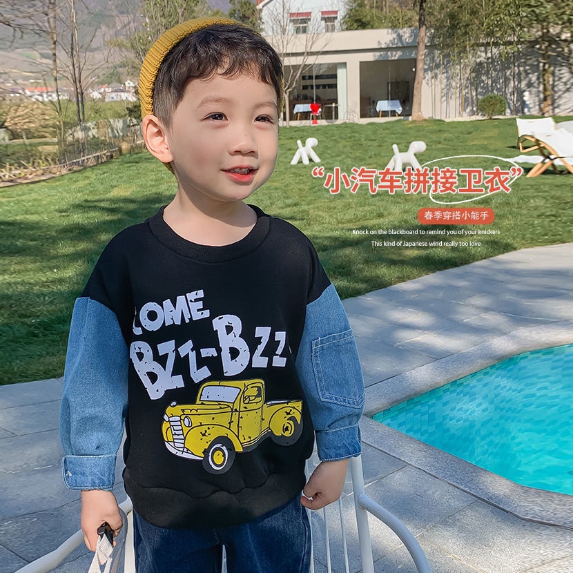 Áo Sweater Tay Dài Giả Hai Lớp Phong Cách Hàn Quốc Thời Trang Xuân Thu Cho Bé Trai