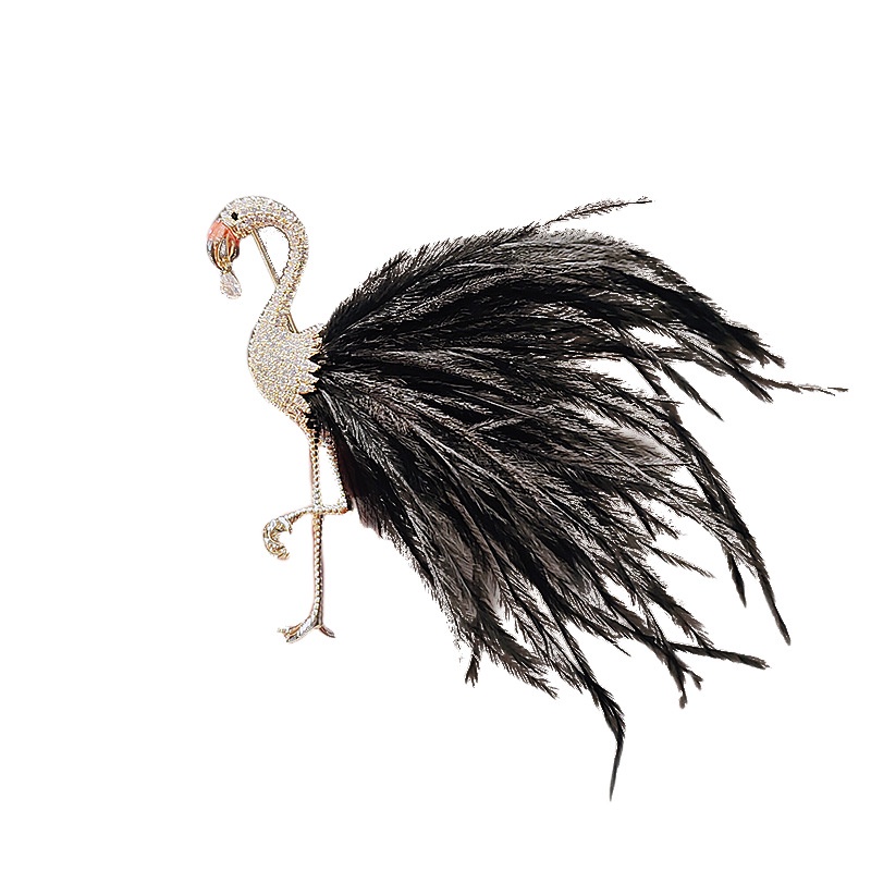 Ghim cài áo trâm cài cổ áo hình Ghim Cài Áo Hình Chim Hồng Hạc Đính Lông Vũ Chất Lượng Cao Thời Trang 2022 Dành Cho Nữ