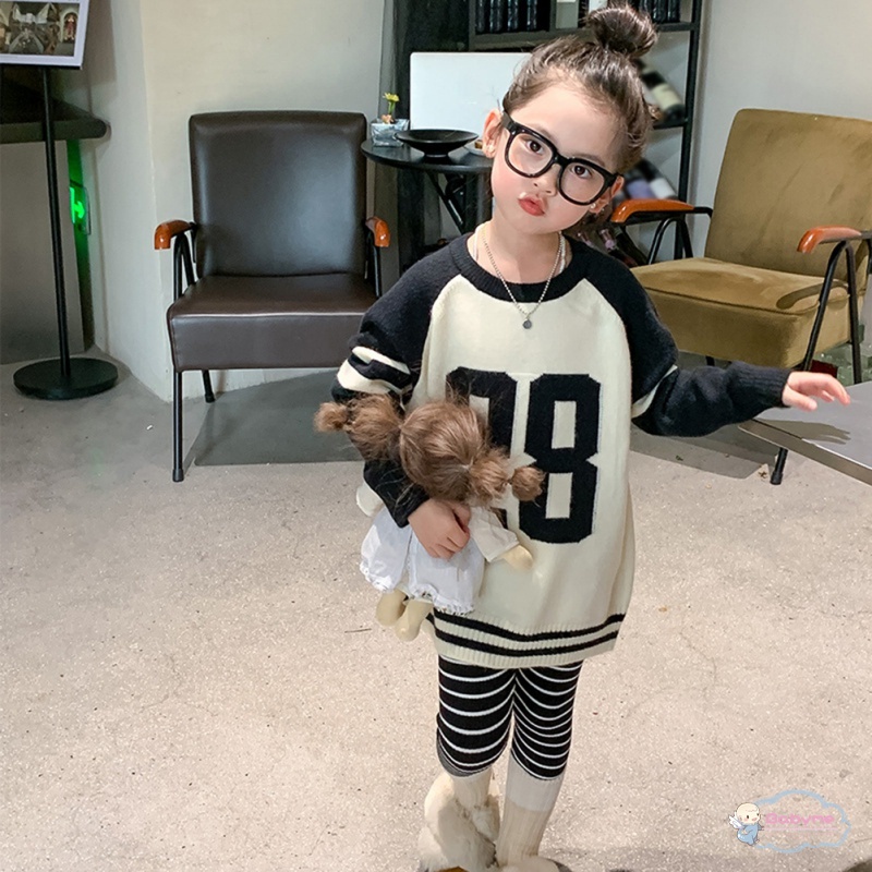 Quần Legging Họa Tiết Kẻ Sọc Dễ Thương Thoải Mái Phong Cách Hàn Quốc Cho Bé Gái