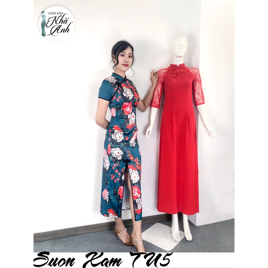 Sườn xám trung niên hiện đại chất liệu Thượng Uyển trẻ trung cao cấp tinh tế cao cấp sang trọng