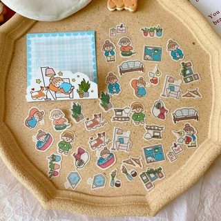 Set miếng dán sticker decal sổ vở cô bé 40 miếng