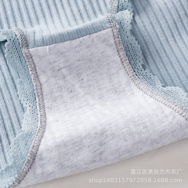 Quần lót nữ cotton gân tăm cạp lưới phối viền ren điệu đà quyến rũ KIMCHIBIKINI chip kháng khuẩn thoáng mát QL052