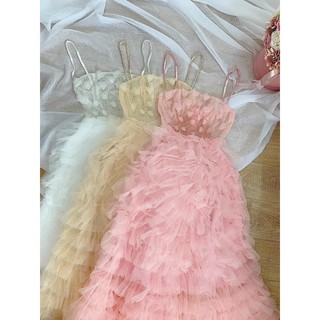 ĐẦM MAXI TẦNG ĐÍNH HOA KẾT ĐÁ