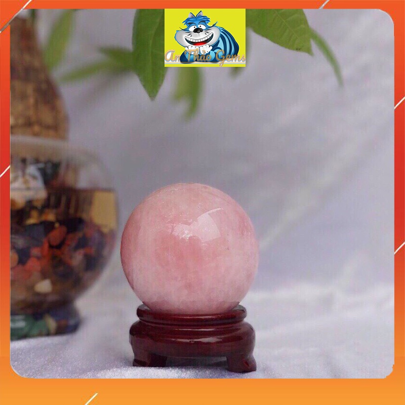 Quả Cầu Phong Thủy Đá Thach Anh HồngTự Nhiên Size 7cm - Trang Trí Bàn Làm Việc