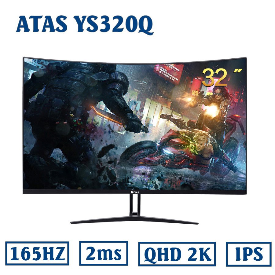 Màn hình 32 inch cong ATAS YS320Q chuyên game - Tần số quét 165Hz - Tấm nền IPS - Độ phân giải 2K - Phiên bản 2021