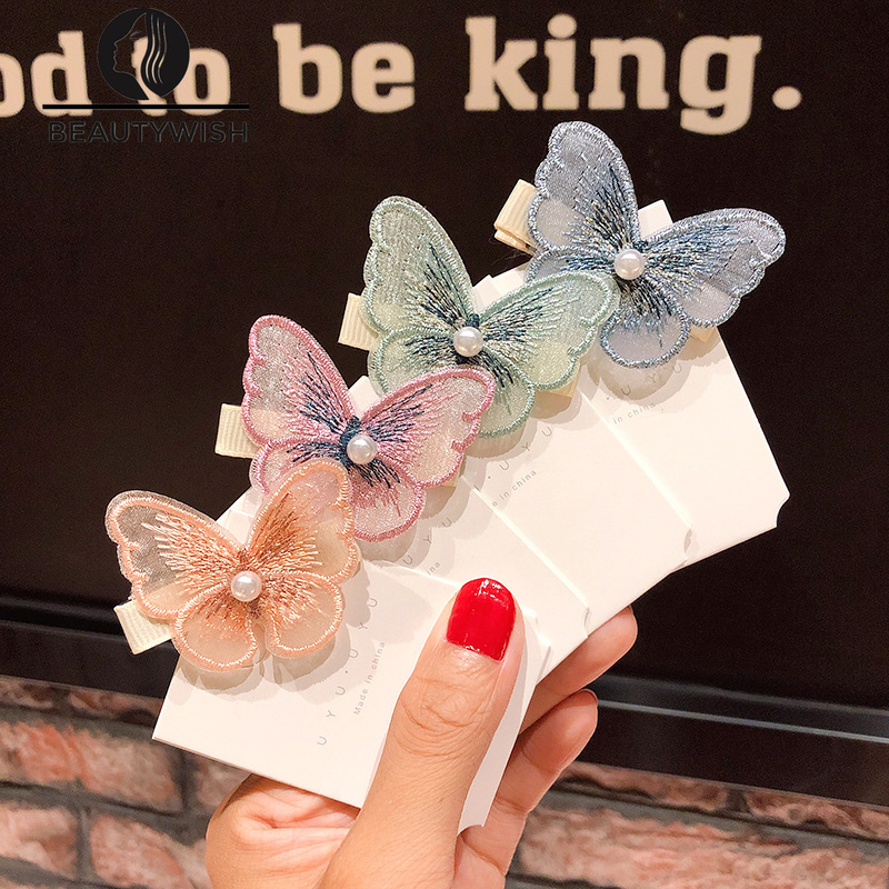 Beautywish Korean Lovely Lace Butterfly Hairpin for Girl Women Kids Hair Clip Jewelry Accessories