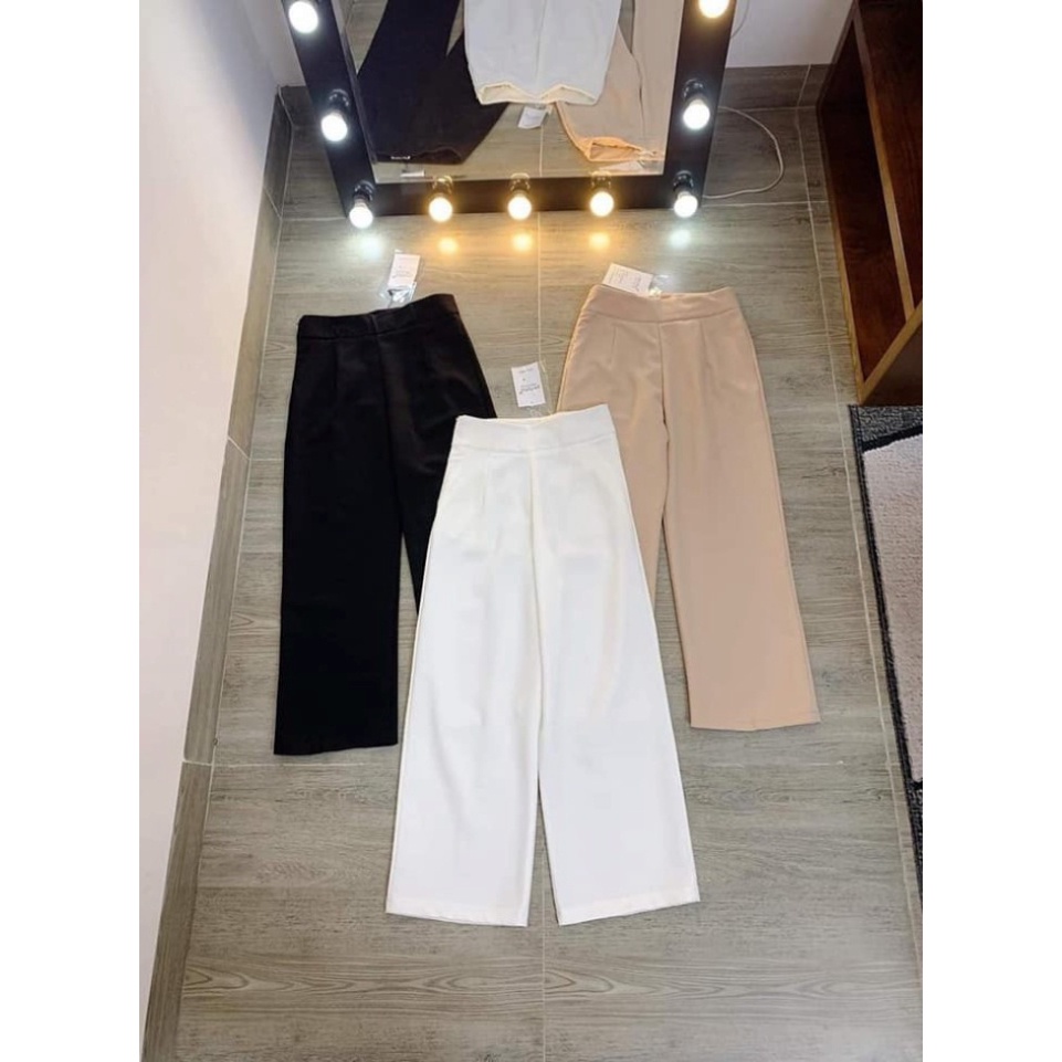 ❤️ CỰC RẺ ❤️ Quần Ống Suông Khóa Sườn Dài MÀU ĐEN, TRẮNG, NÂU. QUẦN TÂY NỮ ỐNG RỘNG VẢI TUYẾT MƯA DÀY MỊN