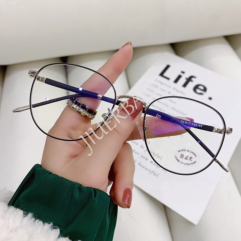 Mắt Kính Chống Bức Xạ Hình Oval Gọng Kim Loại Phong Cách Cổ Điển Thời Trang Cho Nam Và Nữ