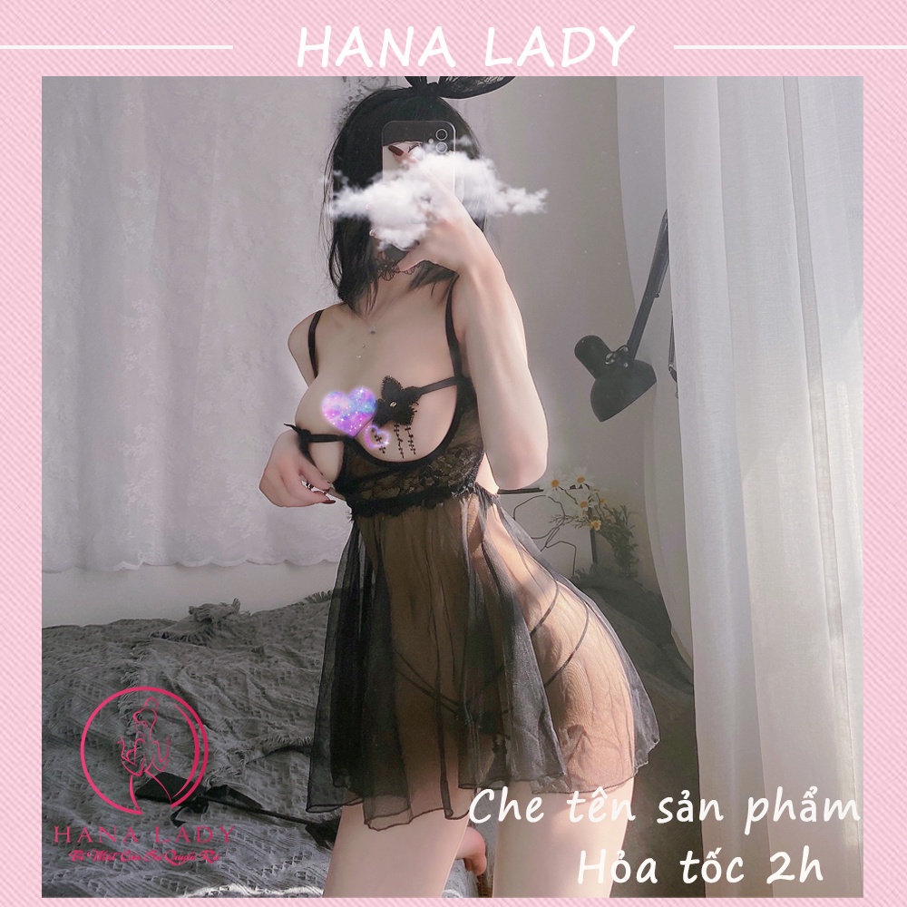 Váy ngủ sexy hai dây xuyên thấu siêu mỏng hở ngực quyến rũ khiêu gợi VN429