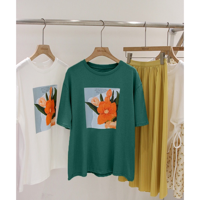 NRVP Áo Thun Tay Ngắn Cổ Tròn Bằng Vải Cotton 100% Nguyên Chất Thời Trang Mùa Hè Dành Cho Nữ Phong Cách Hàn Quốc