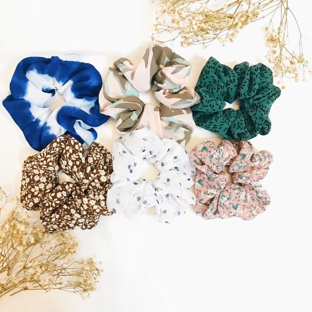 Set 5 dây thun cột tóc Vintage Scrunchie bất kỳ