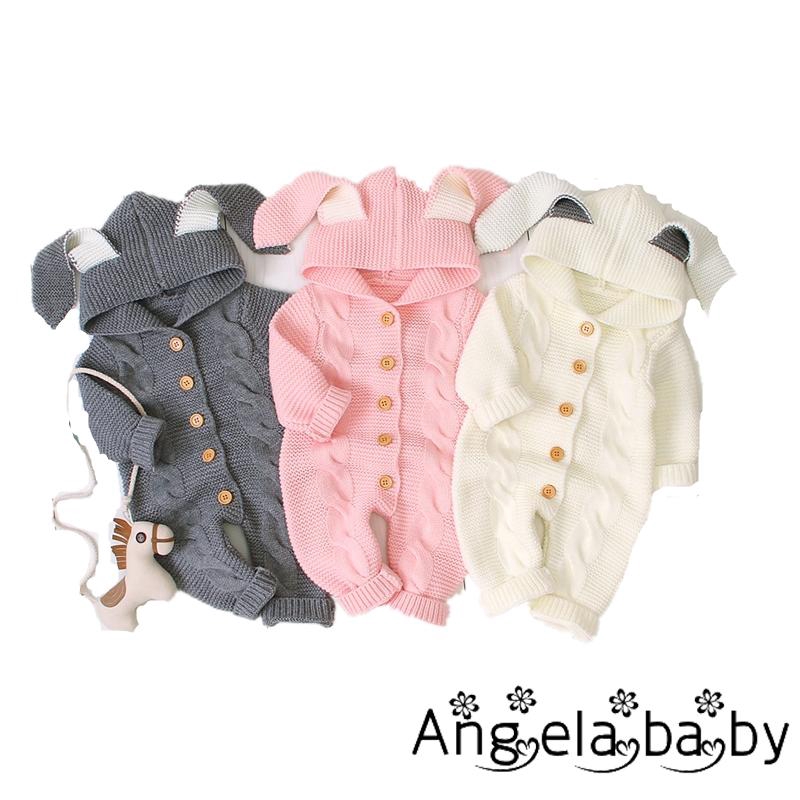 Bộ áo liền quần có mũ tai gấu đáng yêu cho bé