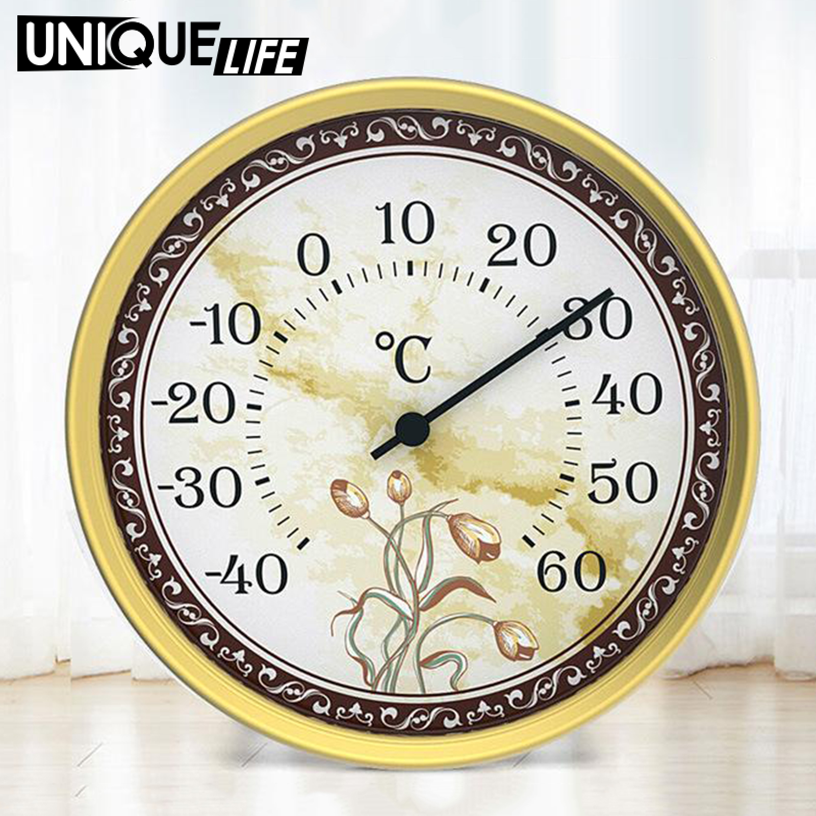 [Unique Life]Household Analog Sauna Thermometer Metal Outdoor Indoor Wall Pool Kitchen style