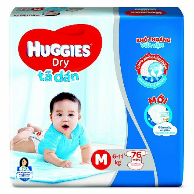 Tã dán Huggies M76/L68/XL62