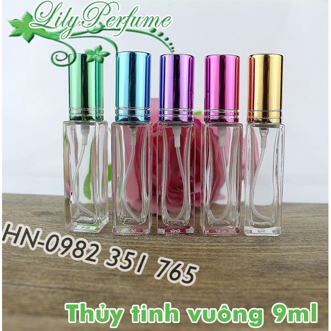 Lọ chiết nước hoa thủy tinh 9ml trụ vuông Ống chiết nước hoa Chai chiết nước hoa Vỏ chiết nước hoa