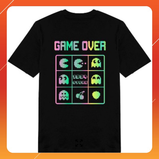 ÁO PHÔNG GAME OVER PHẢN QUANG 7 MÀU  Áo unisex, áo thun đôi nam nữ đen trắng from rộng, vải cotton xịn [SIÊU RẺ]