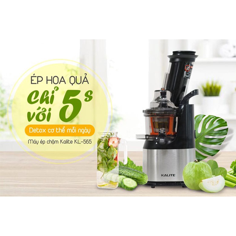 Máy ép chậm Kalite KL-565, Ép kiệt bã đến 90% giữ nguyên hương vị và dinh dưỡng của rau củ quả ,Bảo hành 24 Tháng