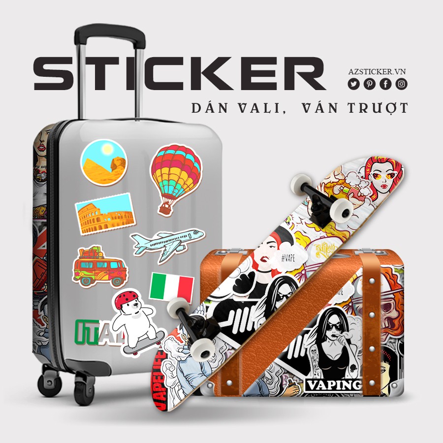 [Set 100+] Sticker Khói | Dán Nón Bảo Hiêm, Điện Thoại, Laptop, Bình Nước...Chống Nước, Chống Bay Màu