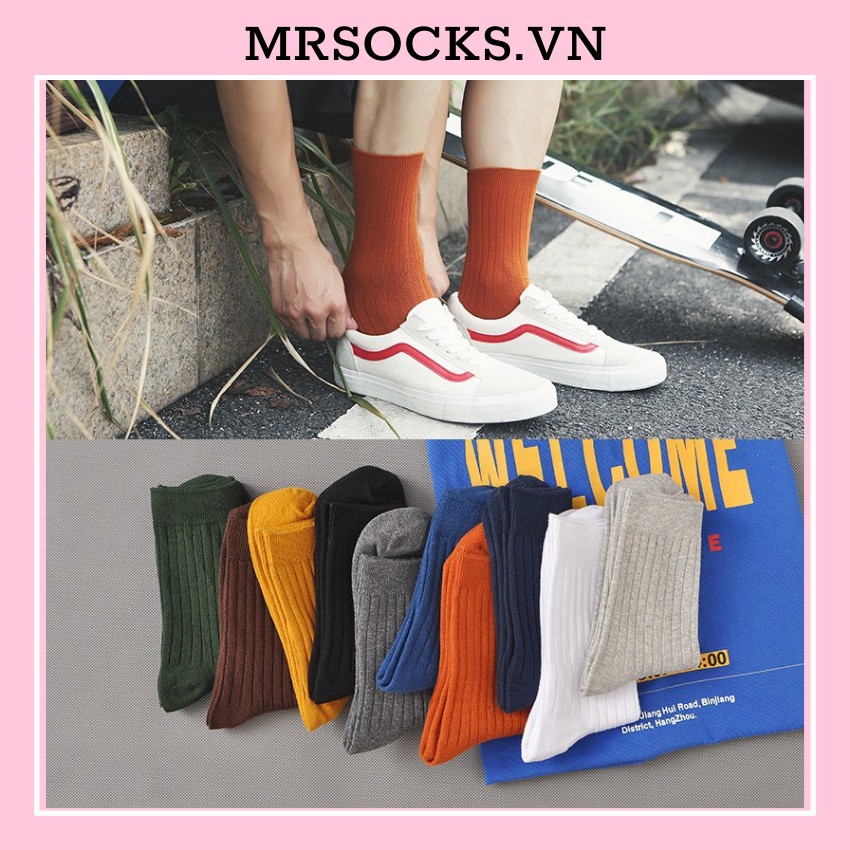 Vớ Tất Trơn Cao Nhật Hàng Cao Cấp Chất Cotton Xịn Kháng Khuẩn Freesize Nam Nữ Size Chân 36-44 MRSOCKS - VC015