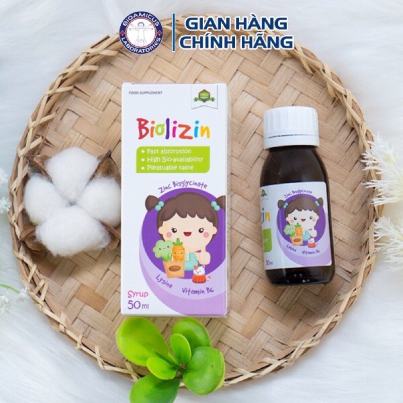 Biolizin Kẽm Hữu Cơ Lysine B6 Giúp Bé Ăn Ngon Tăng Đề Kháng Bổ Sung Kẽm Chai 50ml