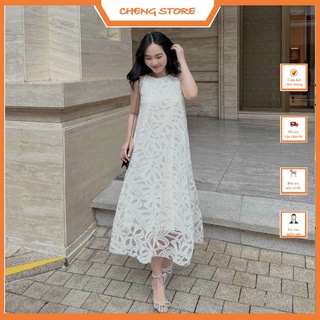 Váy ren thiết kế cổ yếm hai lớp siêu xinh
