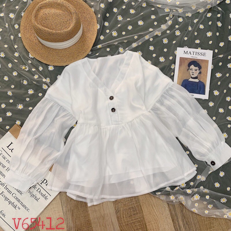 Áo babydoll nút gỗ