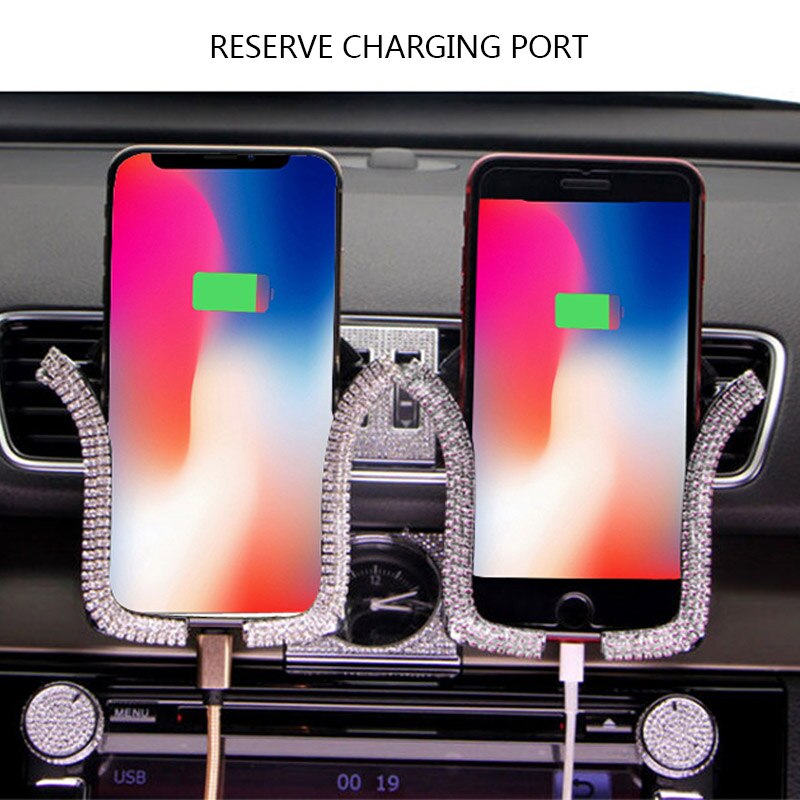 Giá đỡ điện thoại SEAMETAL gắn trên xe hơi đính đá nhân tạo tiện lợi