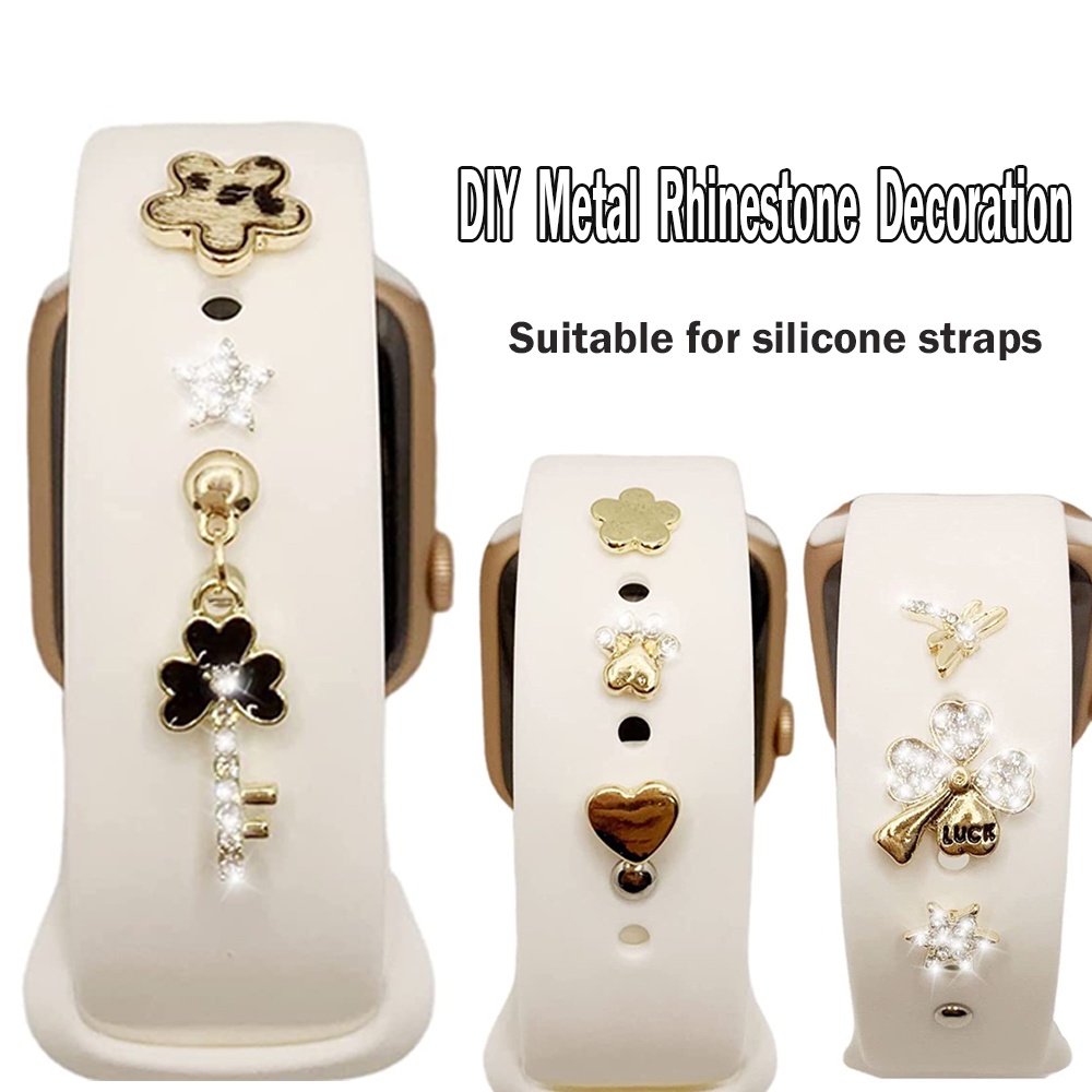 【20 màu】 Tự làm Phụ kiện kim loại trang trí cho iwatch series 7 6 5 4 SE 3 2 1 thời trang Thiết kế Rhinestone Khóa kim loại Dây đeo đồng hồ mềm Trang trí