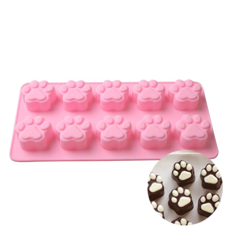 Khuôn silicone làm bánh hình bàn chân chó mèo dễ thương