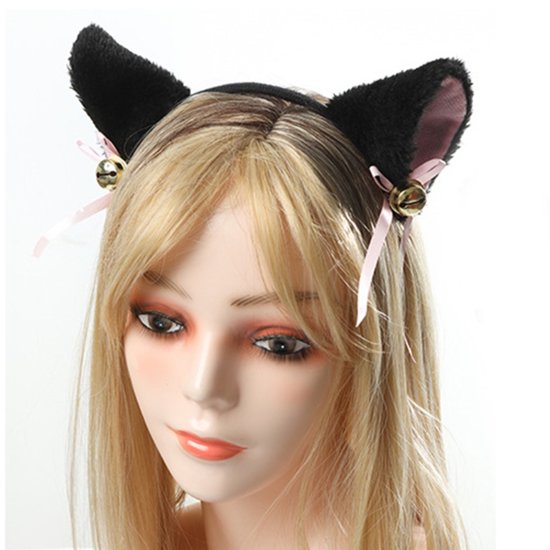 Băng đô cài tóc hình tai mèo đính nơ phong cách lolita nhiều màu tuỳ chọn