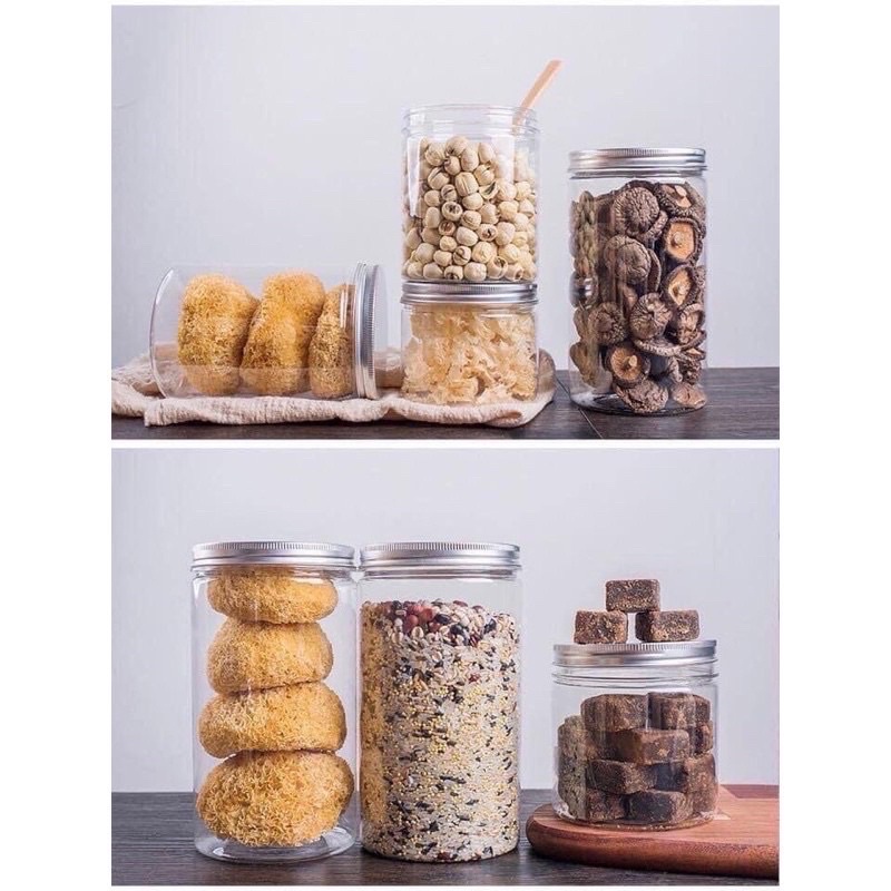 Hũ Nhựa Pet Nắp Nhôm Đựng Thực Phẩm, Đồ Khô, Ngũ Cốc