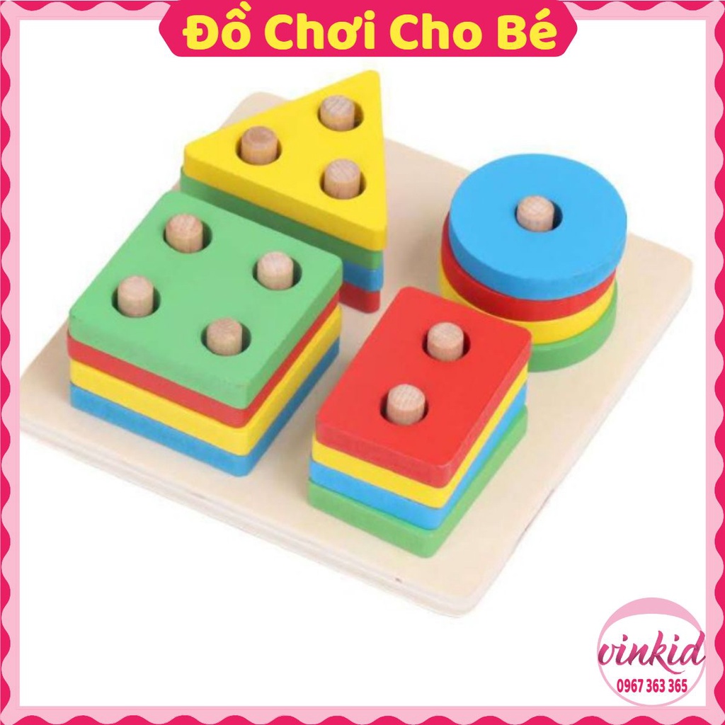 Đồ chơi giáo dục montessori thả hình luồn cọc cho bé học xếp hình chơi vui nhộn phát triển tư duy trí tuệ VINKID