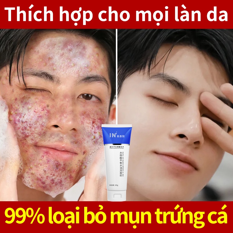 IN nước cân bằng axit salicylic da nhờn mụn làm sạch sâu làm trắng da sữa rửa mặt trị mụn cho nam và nữ 100G