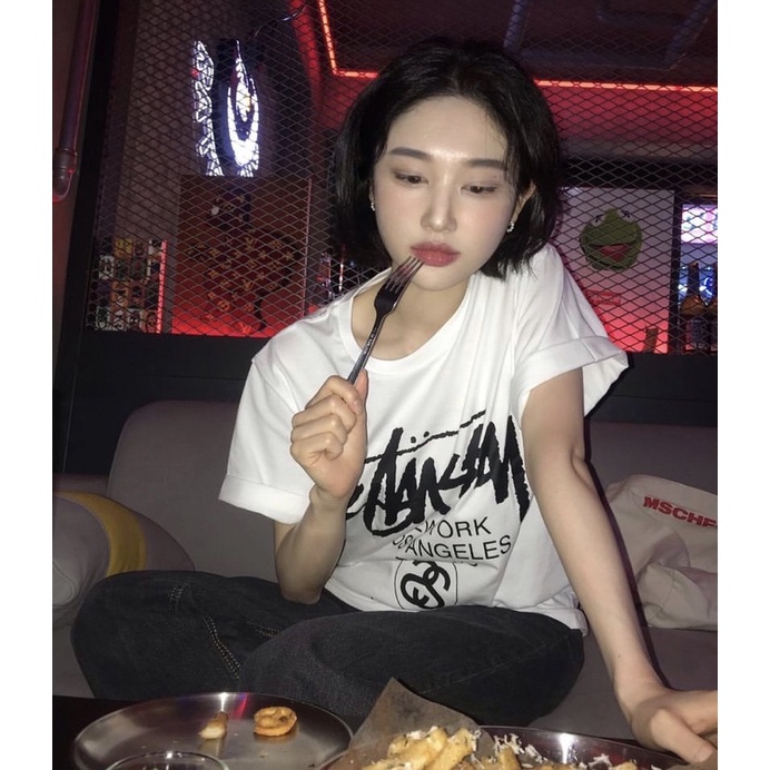 Áo thun stussy ngắn tay world tour wt đen trắng real hàng hiệu