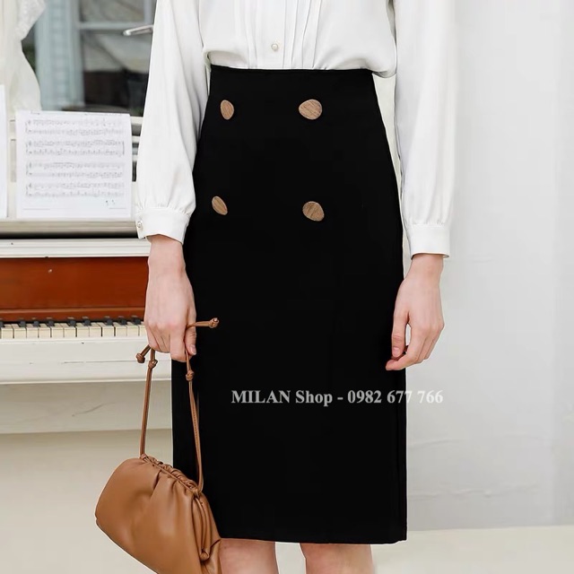 Chân váy dạ dài qua gối 4 khuy siêu chất | BigBuy360 - bigbuy360.vn