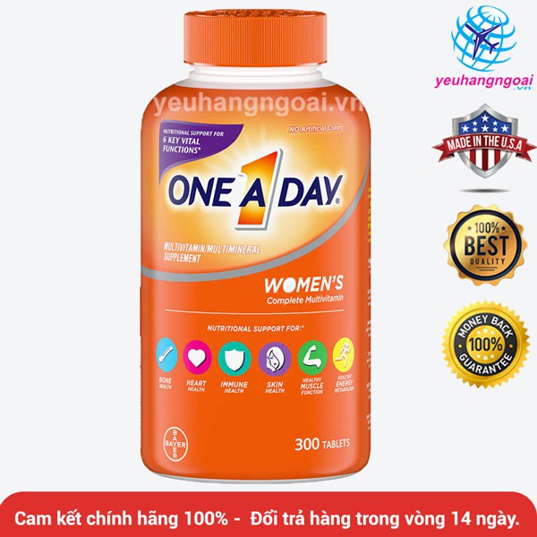 Date 2022 One A Day Women's Complete Multivitamin bổ sung Multivitamin và khoáng chất dành cho phụ nữ, Chai 300 viên