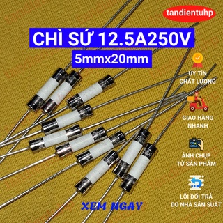 10 CHIẾC CẦU CHÌ SỨ CHÂN CẮM KÍCH THƯỚC 5mm x 20mm 12A 250V, 12.5A 250V