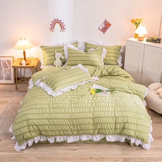 Bộ Chăn Đũi Nhật mẫu mới siêu xinh sét 4 món có viền bèo độc lạ