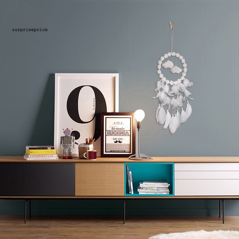 Dream Catcher phối lông vũ / hoa / mặt hình mây xinh xắn dùng trang trí nội thất